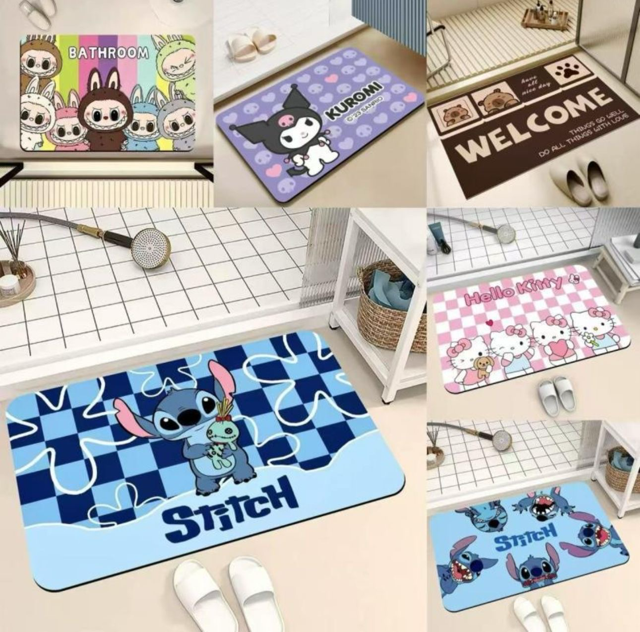 Tapete salida de baÃ±o de personajes 1 pieza se envÃ­a surtido el DiseÃ±o al azahar